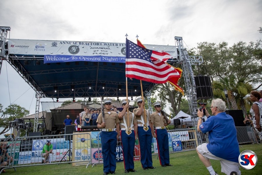 Marine Corps colorguard at the opening of the Beaufort Water Festival 